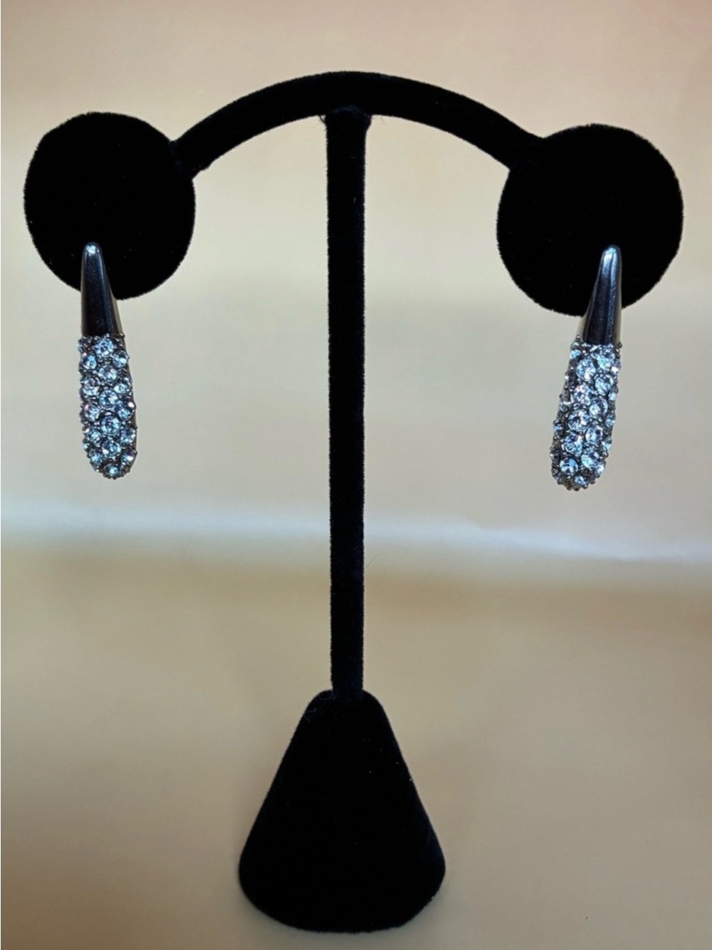 Vintage Crystal Pave Drop Silver-Tone Statement Earrings